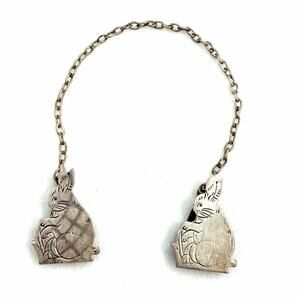 Vintage Webster Sterling Silver Baby Infant Bunny Rabbit Sweater Bib Clips